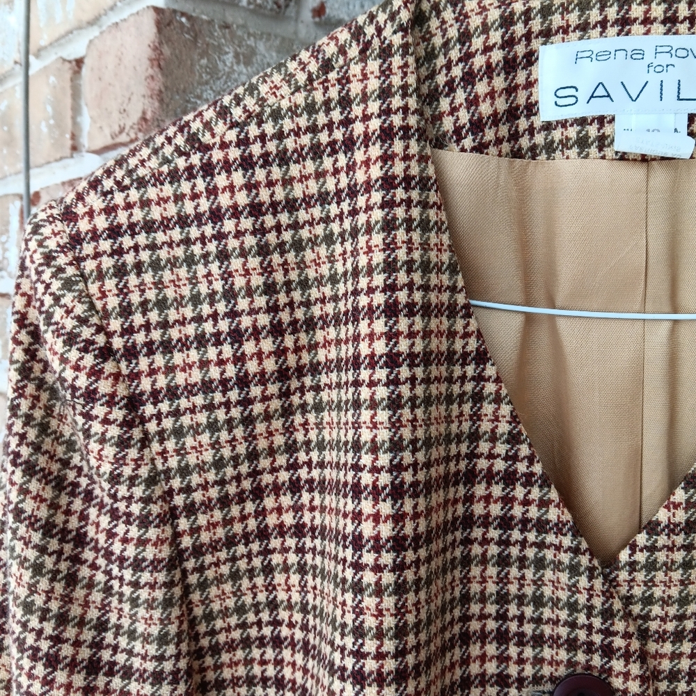 Wool Houndstooth Blazer with Pockets - Picture 4 of 12